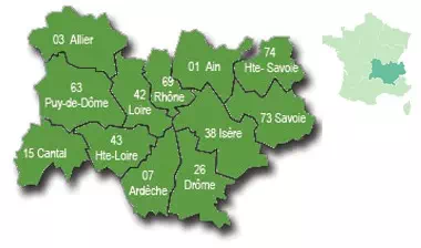 Carte région Auvergne-Rhône-Alpes
