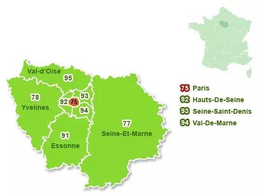 Carte région Île-de-France