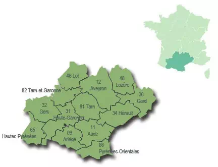 Carte région Occitanie